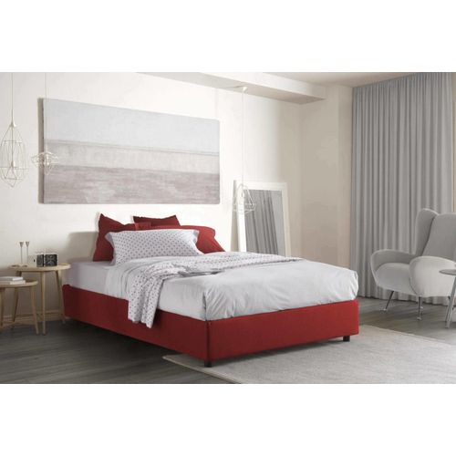 Lit Double En Tissu Rouge 160x190 Cm
