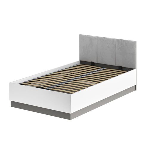 Lit Coffre 120x200 Sommier Inclus Stratifiés Blanc Et Gris