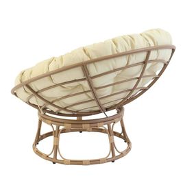 Fauteuil En Acier Et Rotin Synthétique Avec Coussin Blanc