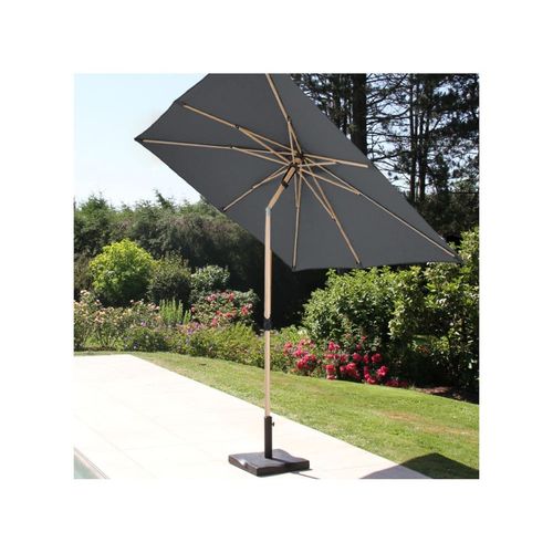 Parasol Droit Ø2,4m - Effet Bois - Gris Anthracite - Rubis
