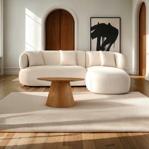 Canapé D'angle 3 Places En Tissu Beige