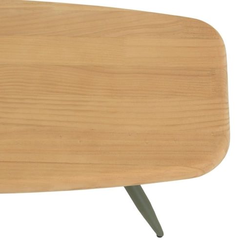 Table Basse Plateau En Pin Pieds Scandinaves Métal Vert L100