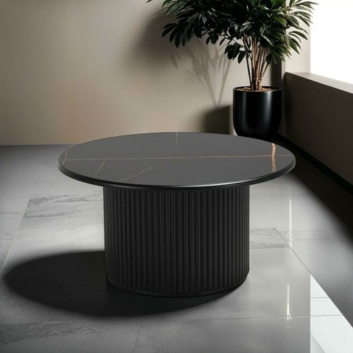 Table Basse Ronde Style Scandinave Noir