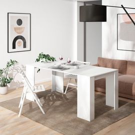 Console Extensible Effet Bois Blanc 140x90x77cm