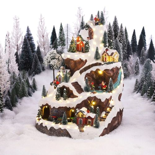 Village de Noël miniature piste de ski H46