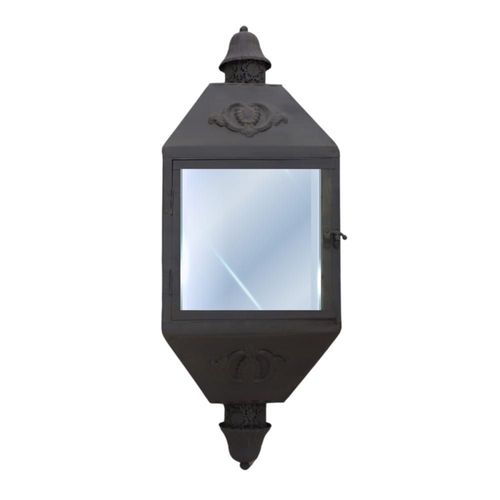 Lanterne extérieure jardin murale bougie ancienne métal marron 65cm