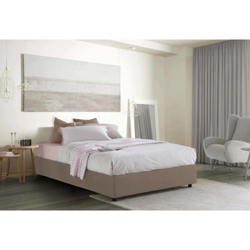 Lit Double En Tissu Tourterelle 160x190 Cm