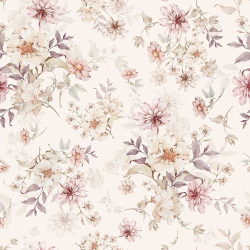 Papier peint enfant fleurs avec une touche de violet