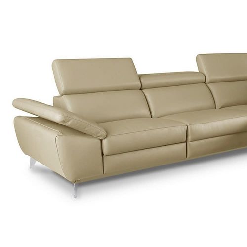 Canapé D'angle Droit En Cuir Beige 5 Places