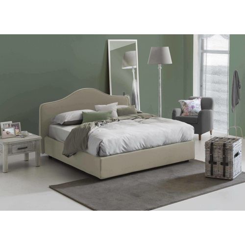 Lit Double En Tissu Gris Tourterelle 160x190 Cm
