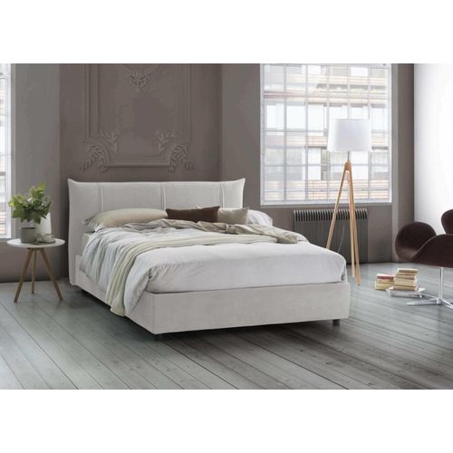Lit Double En Tissu Blanc 160x190 Cm