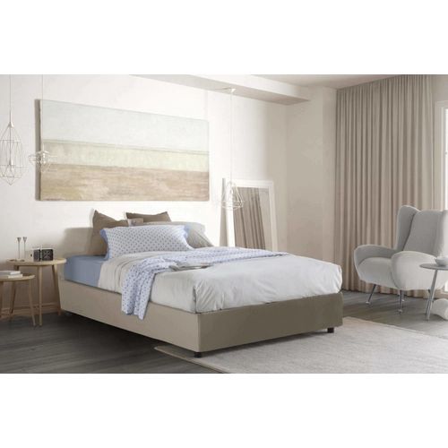Lit Double En Tissu Gris Tourterelle 160x190 Cm