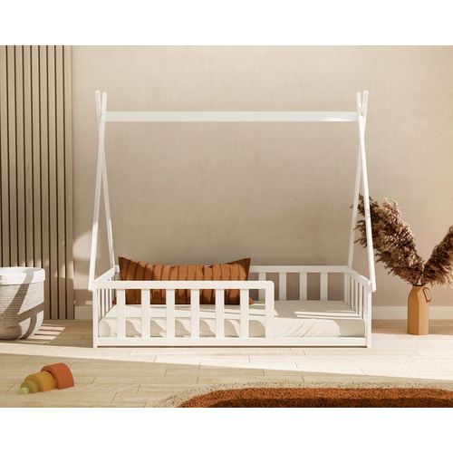 Lit Tipi Au Sol 70 X 140 En Bois Blanc