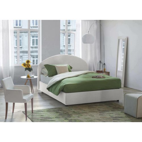 Lit Double En Tissu Blanc 160x190 Cm