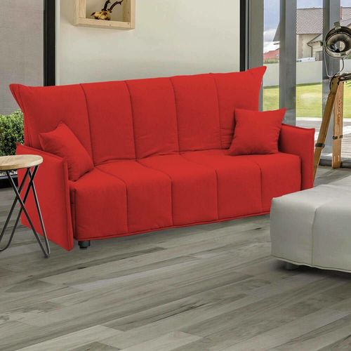Canapé Lit 2 Places En Tissu Rouge 150x90h85 Cm