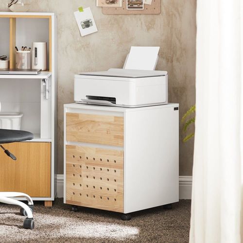 Caisson De Bureau À Roulettes Effet Bois Blanc Avec Tiroir Et Porte