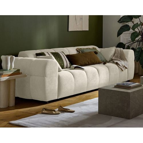 Canapé Droit 3 Places En Tissu Texturé Beige
