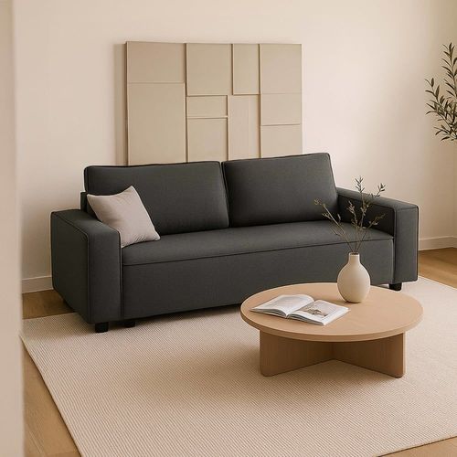 Canapé Convertible En Tissu 3 Places Gris