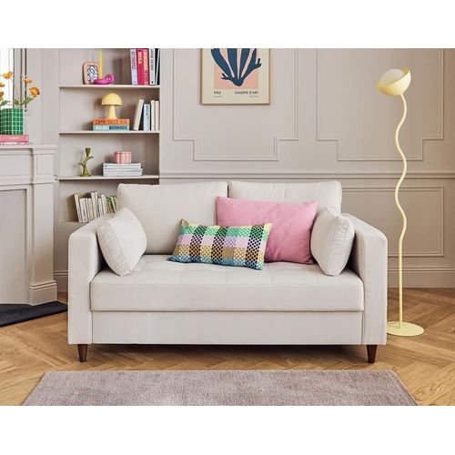 Canapé Droit 2 Places En Velours Beige