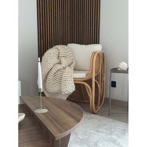 Fauteuil En Rotin Naturel Et Tissu Beige