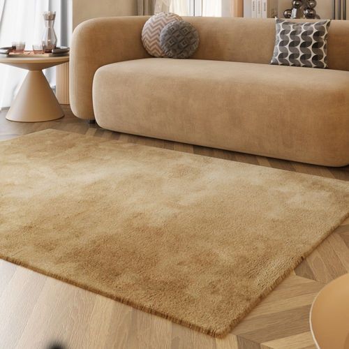 Tapis Imitation Fourrure Lapin Doux Tufté Beige Caramel 200x290