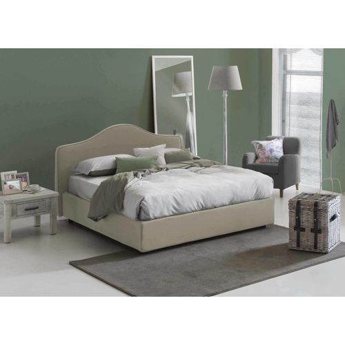 Lit Double En Tissu Gris Tourterelle 160x190 Cm