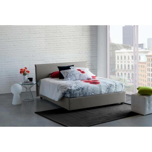 Lit Double En Tissu Gris 160x190 Cm