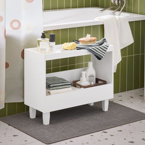 Bout De Canapé Effet Bois Blanc Avec 2 Étagères