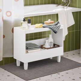 Bout De Canapé Effet Bois Blanc Avec 2 Étagères