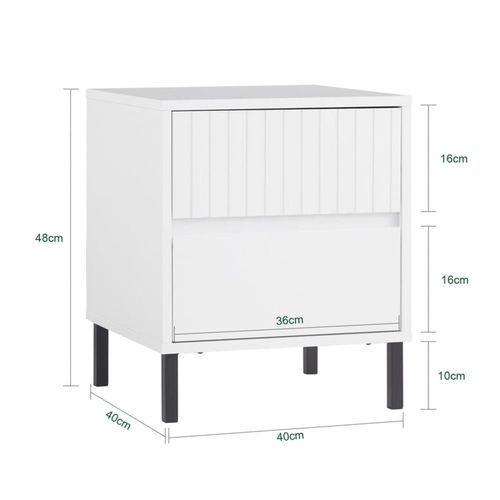 Bout De Canapé Effet Bois Blanc Avec 2 Tiroirs Pieds En Métal