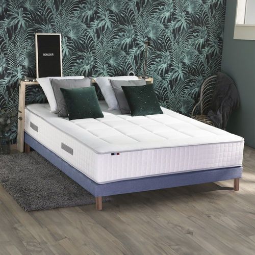 Pack ressort 7 zones mémoire de forme sommier couette oreiller 160x200