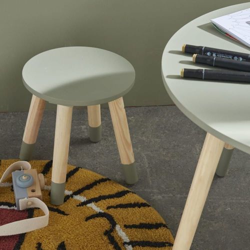 Tabouret Rond En Bois 24x27 Cm