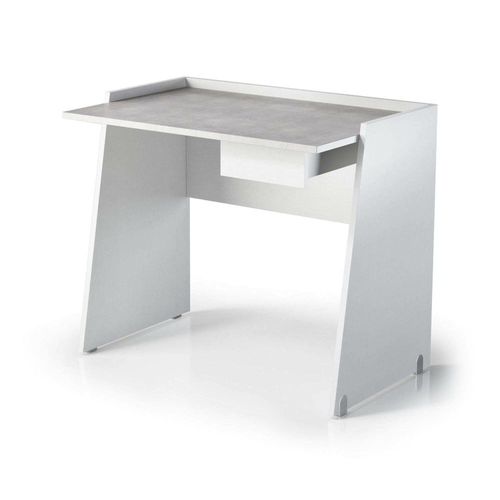 Bureau Effet Bois Blanc, Ciment 90x60h80 Cm