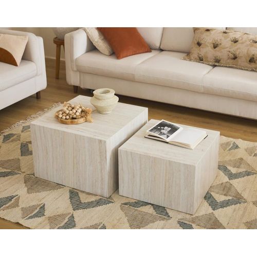 Table Basse Style Contemporain 58 Cm Beige