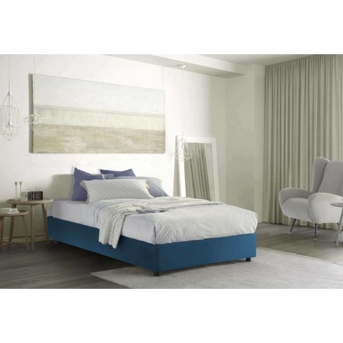 Lit Double En Tissu Bleu 160x190 Cm