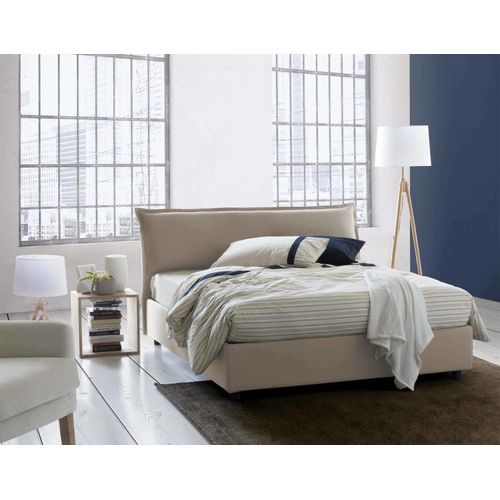 Lit Double En Similcuir Gris Tourterelle 160x190 Cm