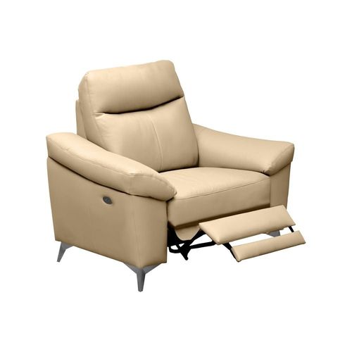 Fauteuil 1 Place Relax Électrique En Cuir Beige