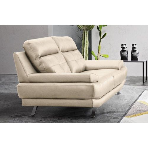 Canapé 2 Places En Cuir Beige