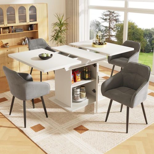 Table De Salle À Manger Extensible Blanche Avec Rangement