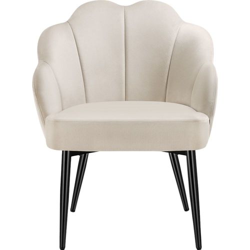 Fauteuil Cocktail Rembourré Avec Revêtement En Velours Crème/Noir