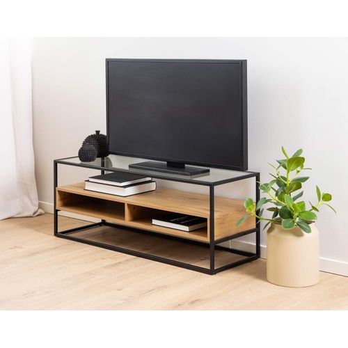 Meuble Tv Style Contemporain 120 Cm Bois / Noir