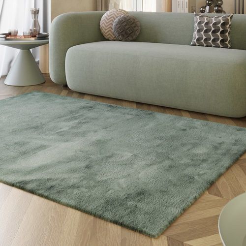 Tapis Imitation Fourrure Lapin Doux Tufté Vert Sauge 160x230