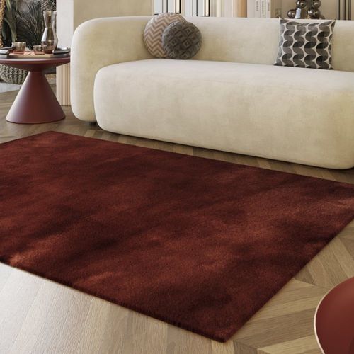 Tapis Imitation Fourrure Lapin Doux Tufté Bordeaux 70x140