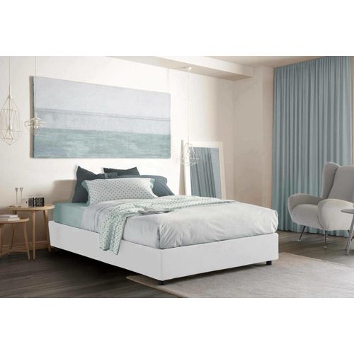 Lit Double En Tissu Blanc 160x190 Cm