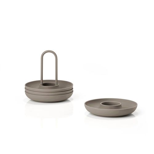 Set De 4 Coquetiers Silicone Avec Support Taupe