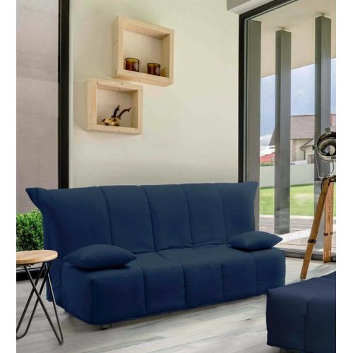 Canapé Lit 3 Places En Tissu Bleu 165x90h85 Cm