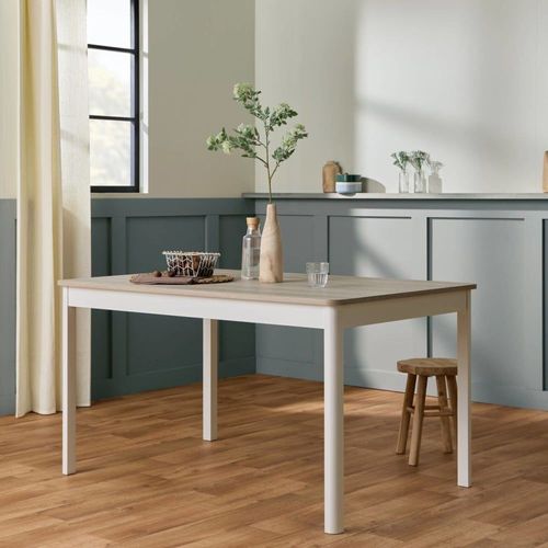 Table Effet Bois Clair Et Blanc L139