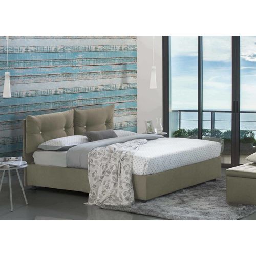Lit Double En Tissu Gris Tourterelle 160x190 Cm