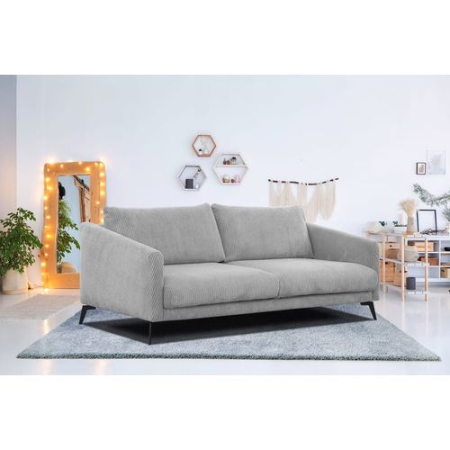 Canapé Droit Xxl 3 Places Tissu Gris Clair