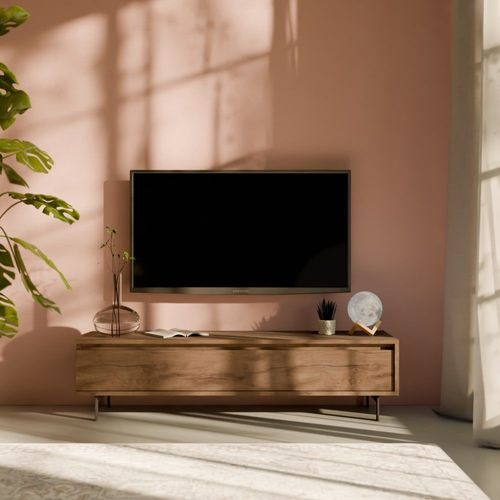 Meuble Tv Effet 1 Tiroir Effet Noyer